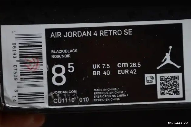 MaikeSneakers CU1110-010 4 Jordan Black Air (2020) Cat 0603